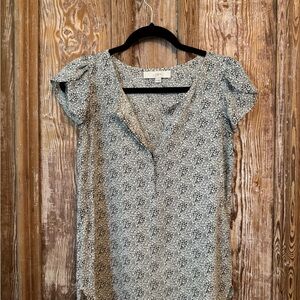 LOFT Black and White Patterned Blouse